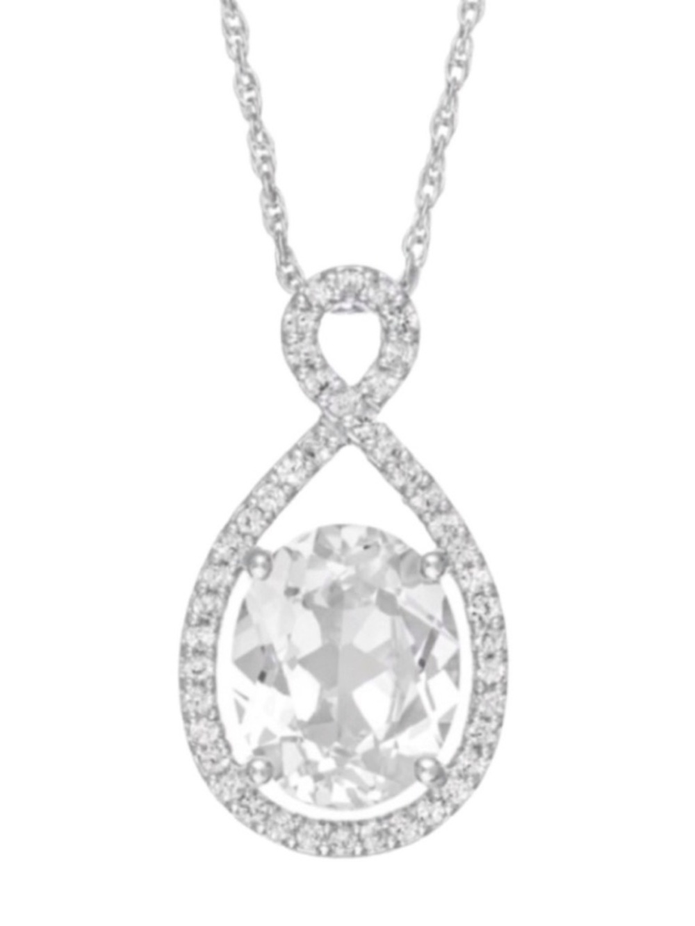 Zales Sterling Silver Lab Created Sapphire Asymmetric Infinity Necklace (NWT)